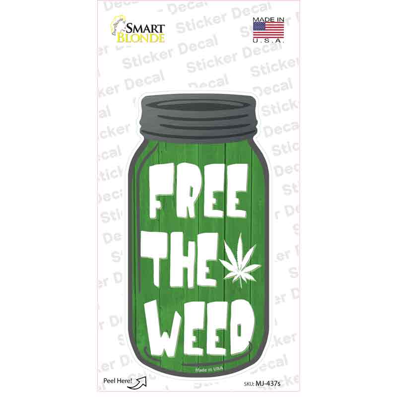 Free The Weed Novelty Mason Jar Sticker Decal