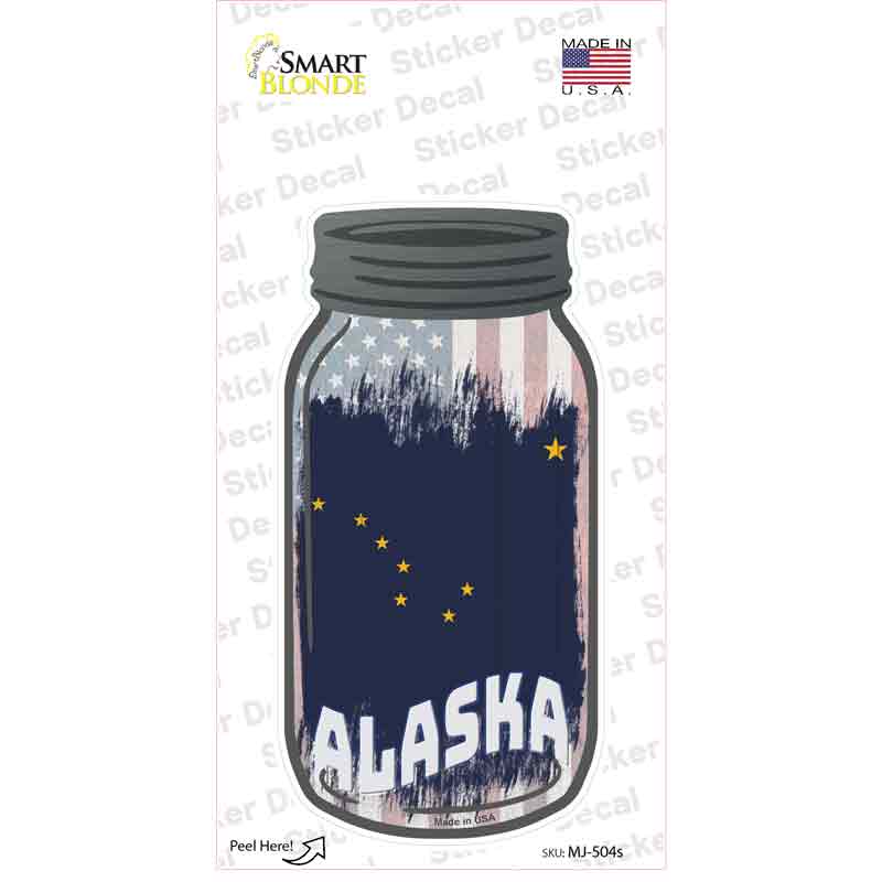 Alaska | USA Flag Novelty Mason Jar Sticker Decal