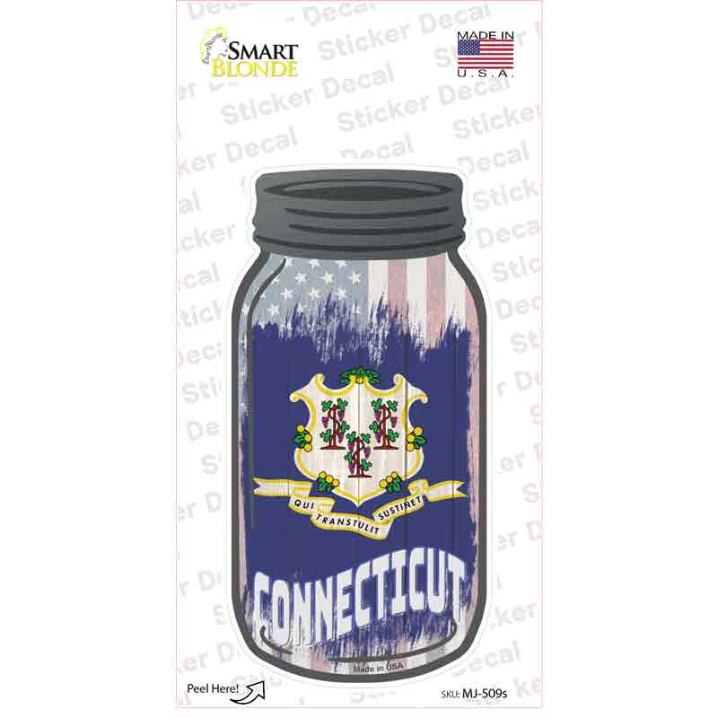Connecticut | USA Flag Novelty Mason Jar Sticker Decal