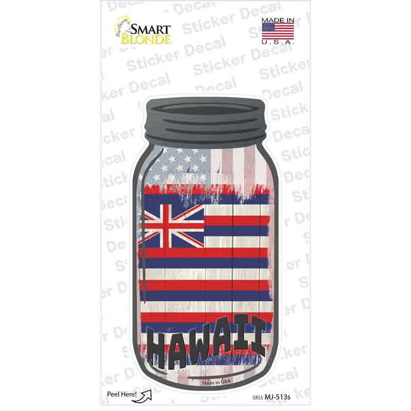 Hawaii | USA Flag Novelty Mason Jar Sticker Decal