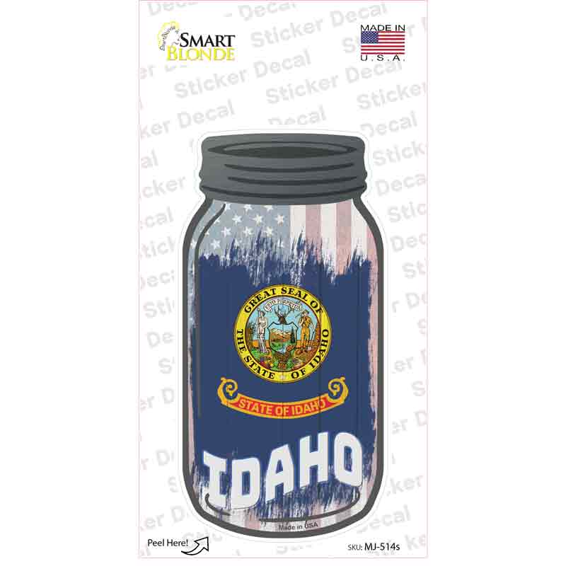 Idaho | USA Flag Novelty Mason Jar Sticker Decal