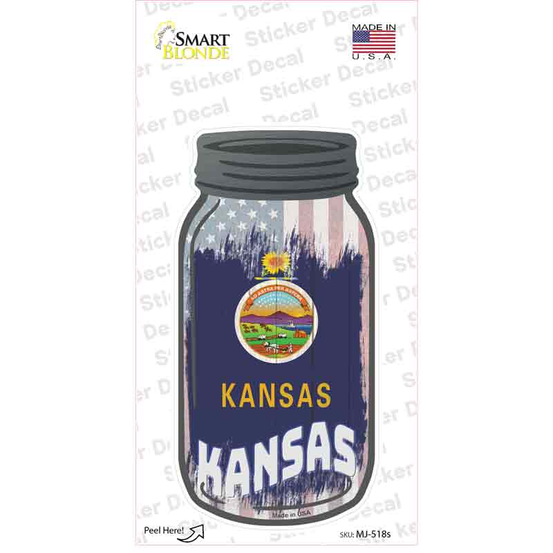 Kansas | USA Flag Novelty Mason Jar Sticker Decal