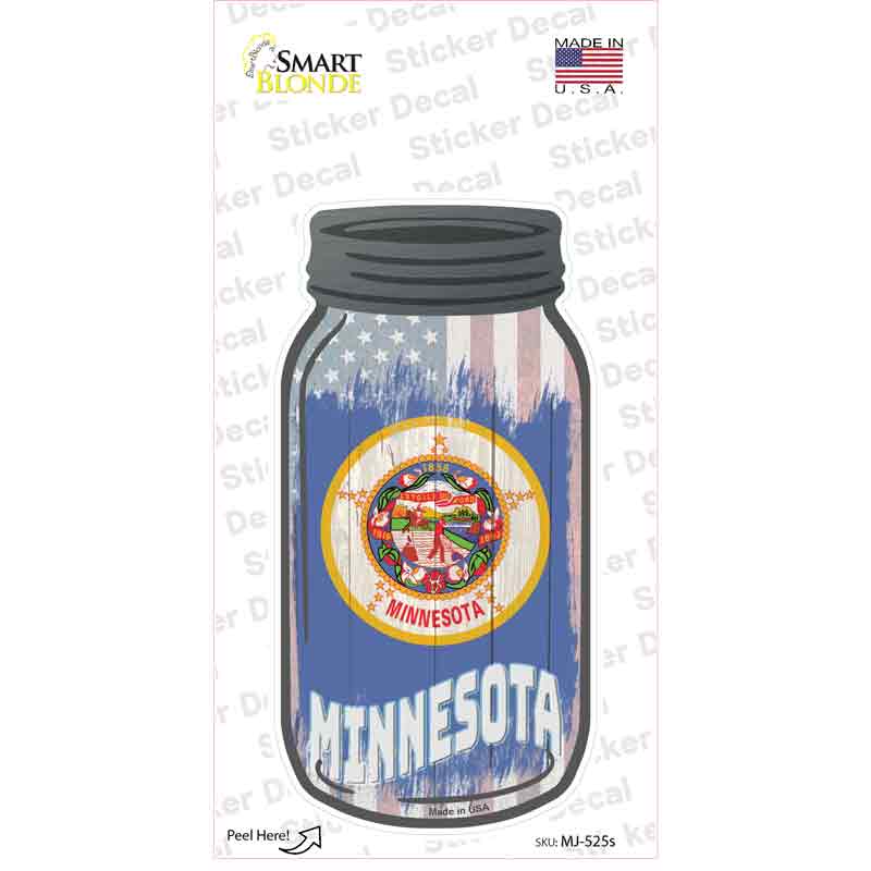Minnesota | USA Flag Novelty Mason Jar Sticker Decal