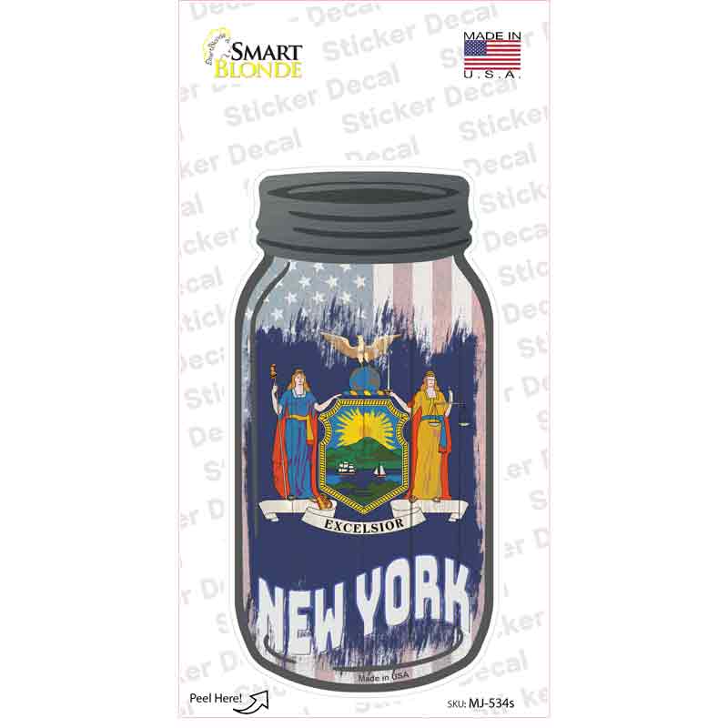 New York | USA Flag Novelty Mason Jar Sticker Decal