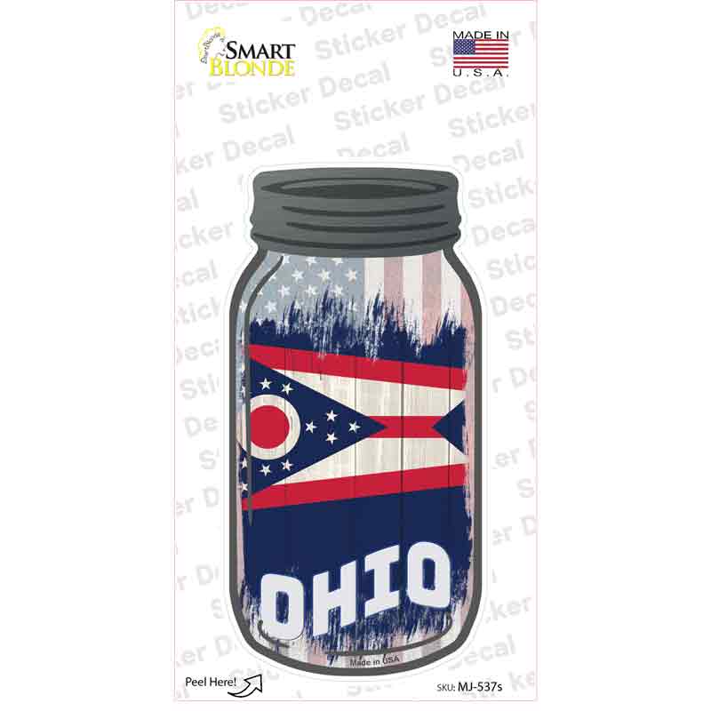 Ohio | USA Flag Novelty Mason Jar Sticker Decal