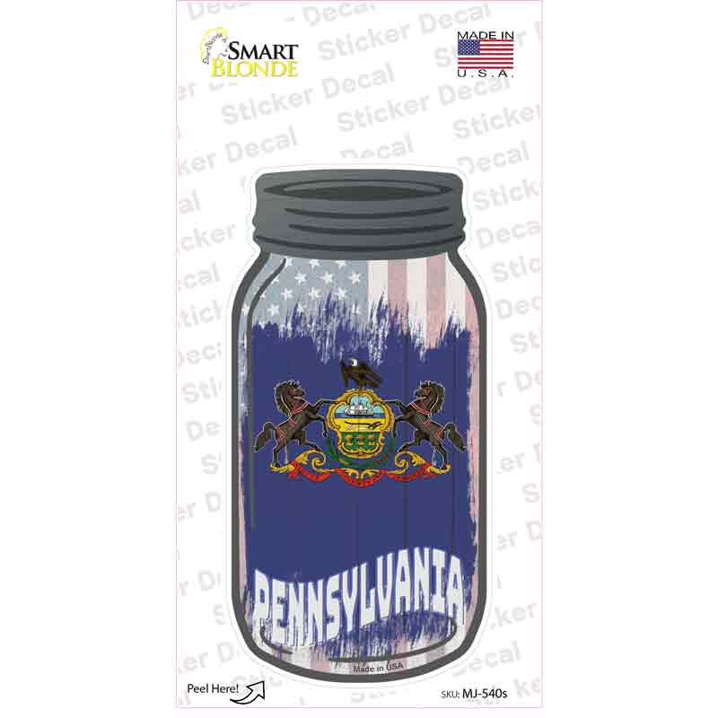 Pennsylvania | USA Flag Novelty Mason Jar Sticker Decal