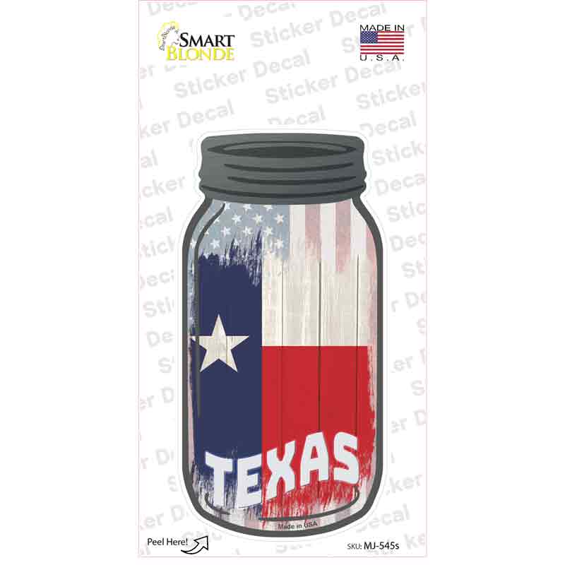 Texas | USA Flag Novelty Mason Jar Sticker Decal