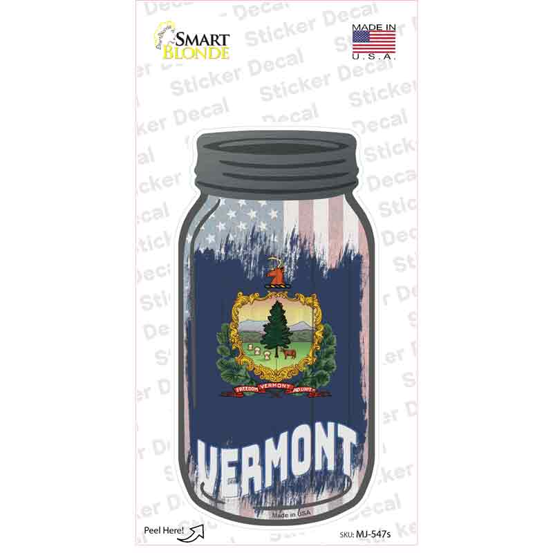 Vermont | USA Flag Novelty Mason Jar Sticker Decal