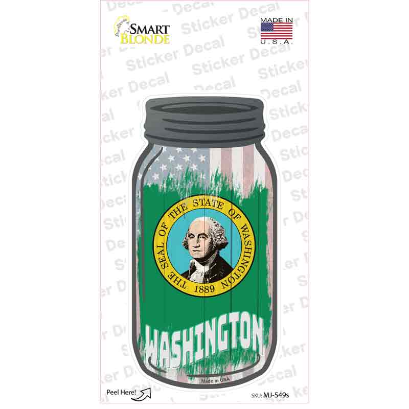 Washington | USA Flag Novelty Mason Jar Sticker Decal
