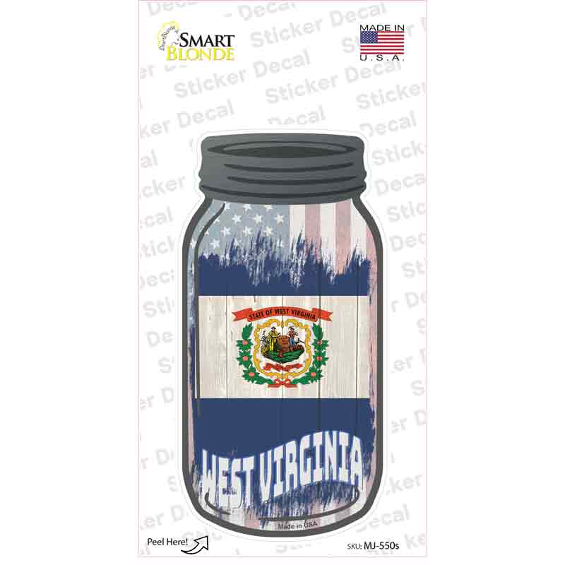 West Virginia | USA Flag Novelty Mason Jar Sticker Decal