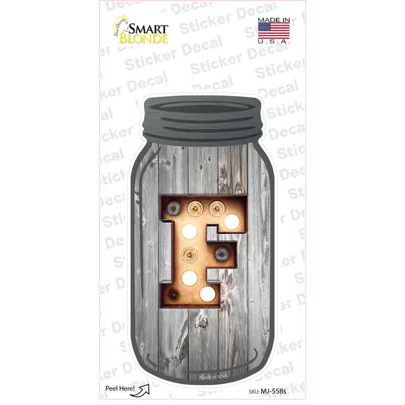 F Bulb Lettering Novelty Mason Jar Sticker Decal