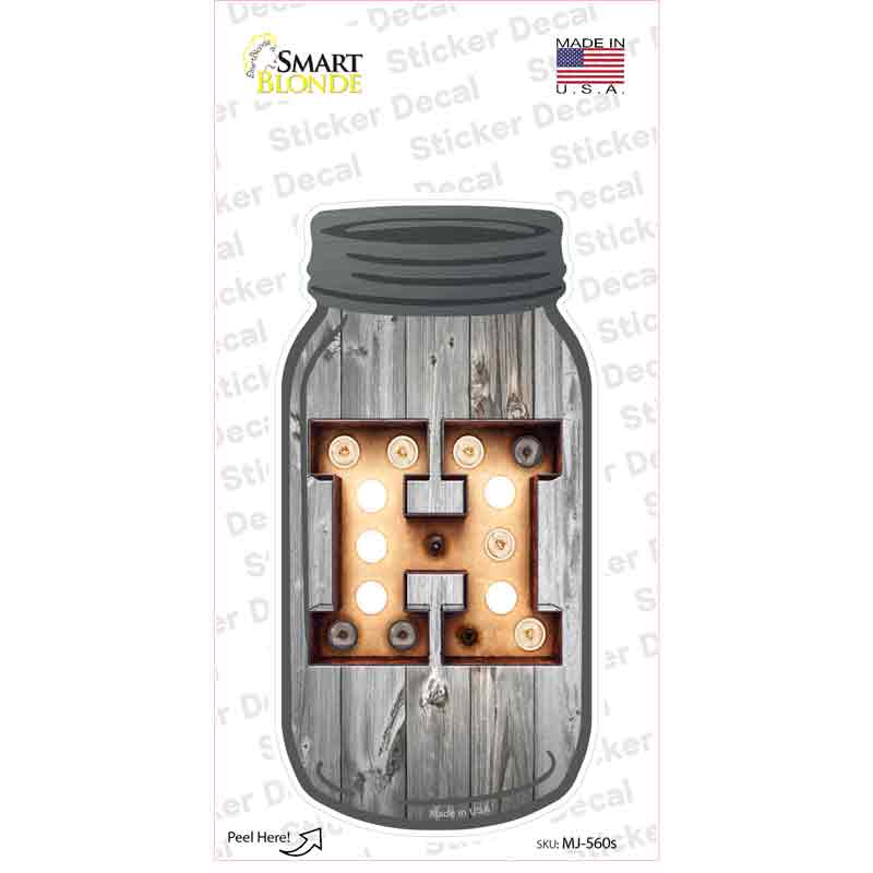 H Bulb Lettering Novelty Mason Jar Sticker Decal