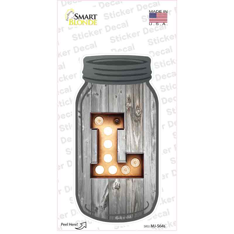 L Bulb Lettering Novelty Mason Jar Sticker Decal
