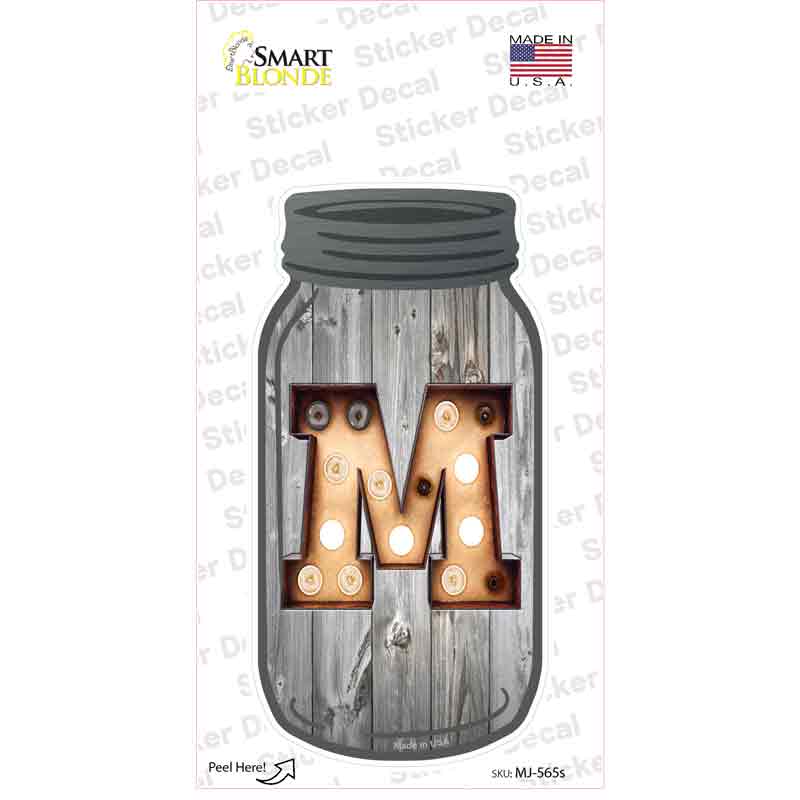 M Bulb Lettering Novelty Mason Jar Sticker Decal