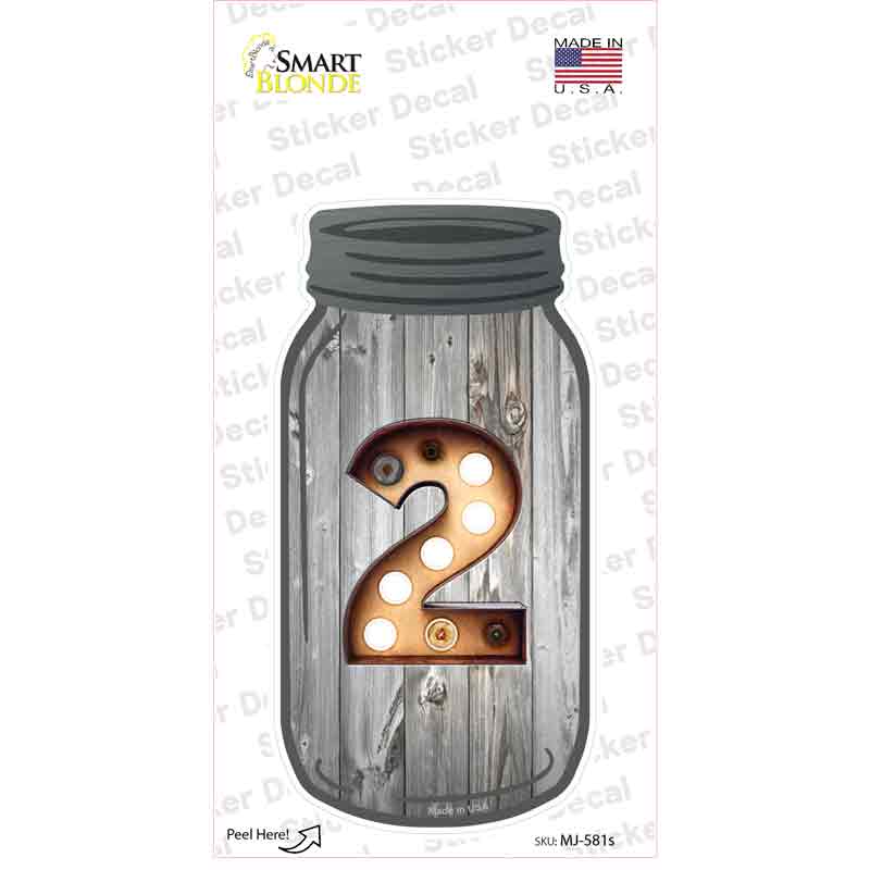 2 Bulb Lettering Novelty Mason Jar Sticker Decal