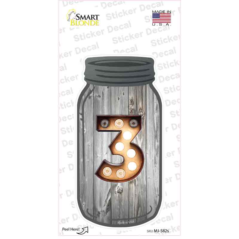 3 Bulb Lettering Novelty Mason Jar Sticker Decal