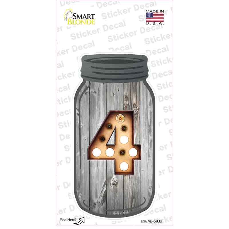 4 Bulb Lettering Novelty Mason Jar Sticker Decal