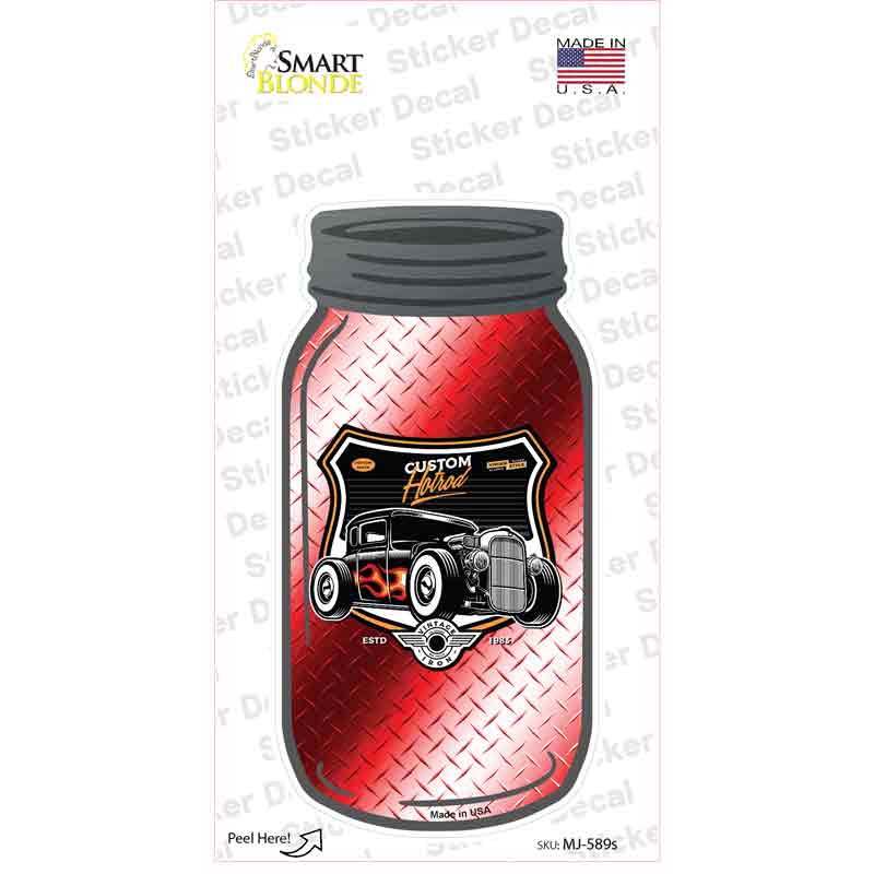 Custom Hot Rod Red Diamond Novelty Mason Jar Sticker Decal
