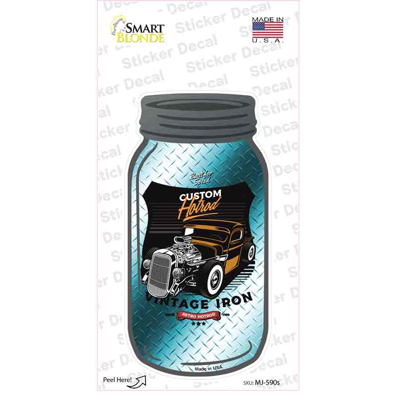 Custom Hot Rod Blue Diamond Novelty Mason Jar Sticker Decal
