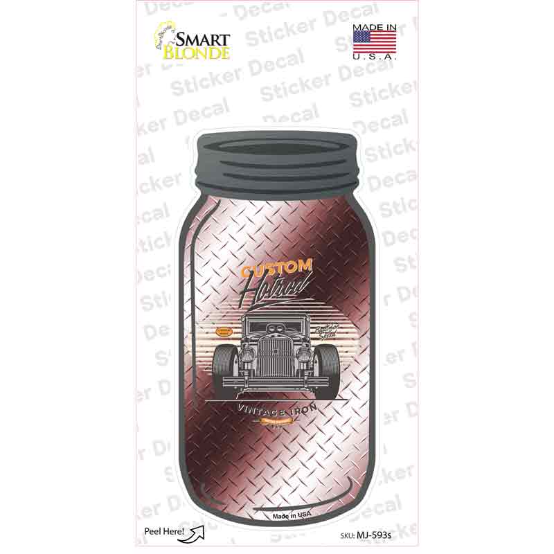 Custom Hot Rod Burgundy Diamond Novelty Mason Jar Sticker Decal
