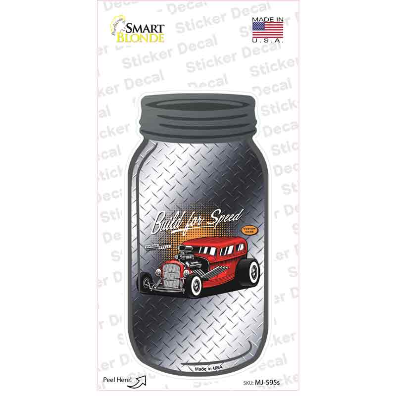Build For Speed Gray Diamond Novelty Mason Jar Sticker Decal