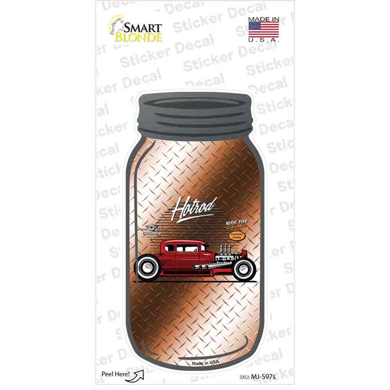 Hot Rod Brown Diamond Novelty Mason Jar Sticker Decal