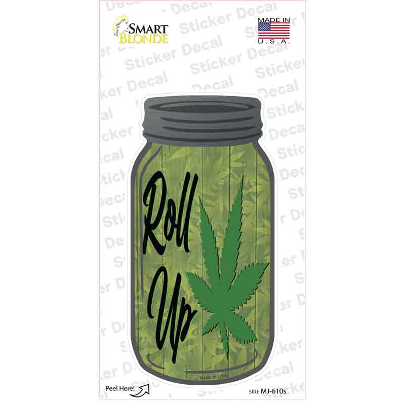 Roll Up Novelty Mason Jar Sticker Decal