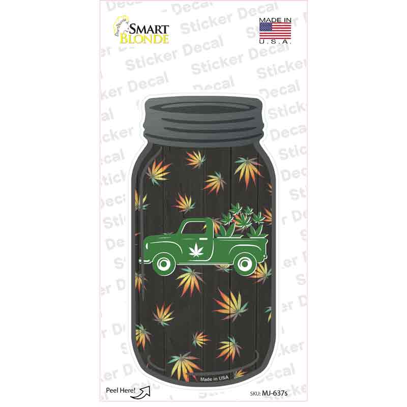Weed Truck Novelty Mason Jar Sticker Decal