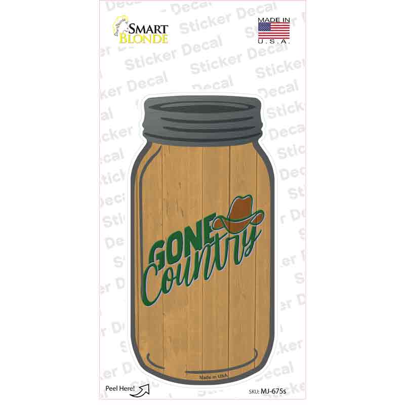 Gone Country Novelty Mason Jar Sticker Decal