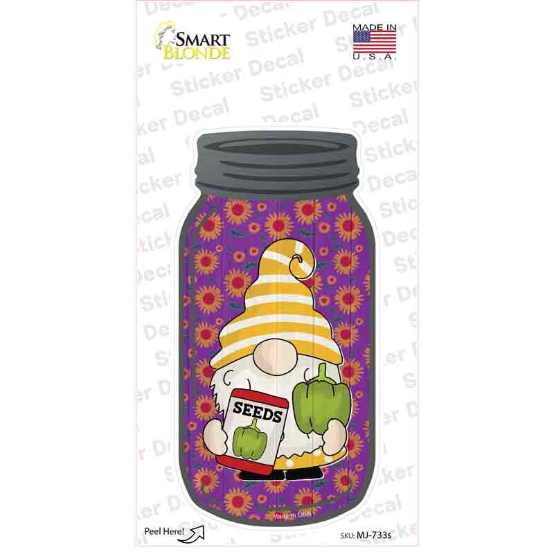 Gnome With Pepper Seeds Novelty Mason Jar Sticker Decal