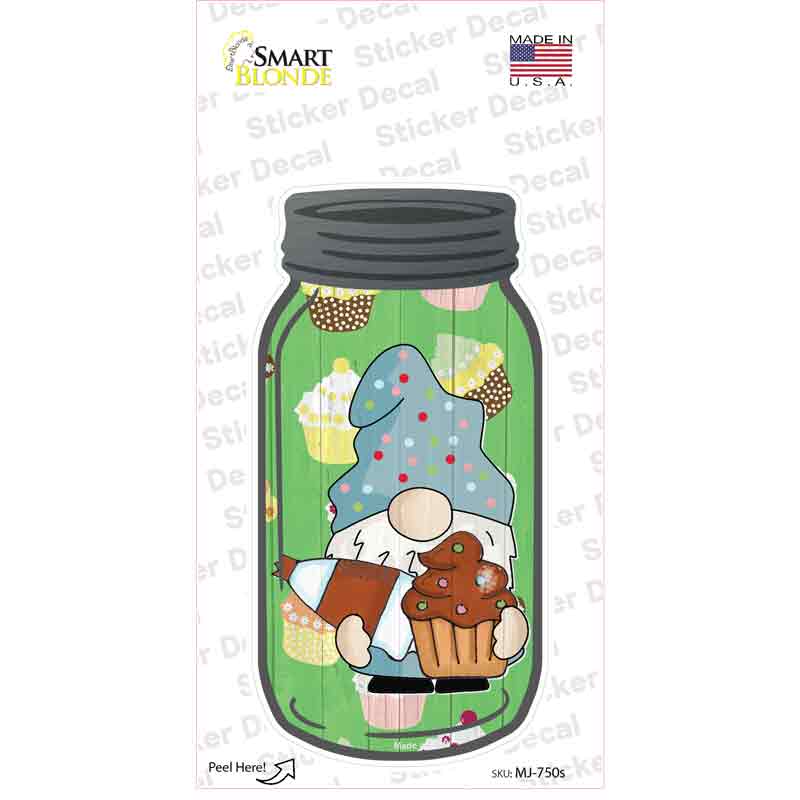 Gnome With Chocolate Cupcake Novelty Mason Jar Sticker Decal