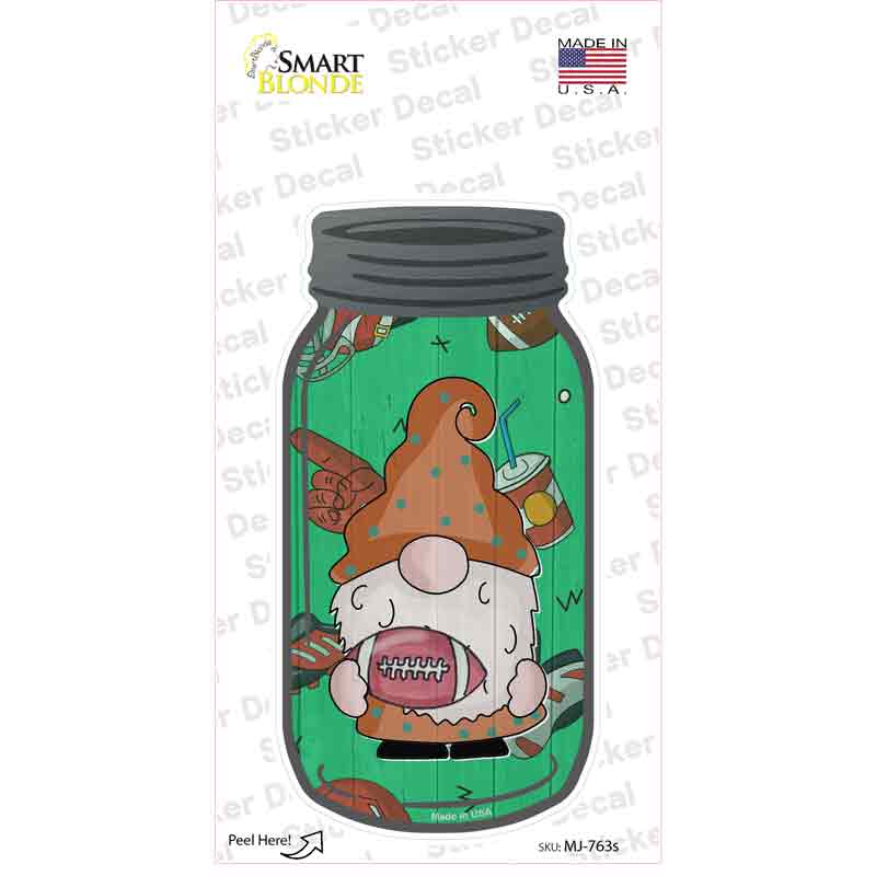 Gnome Playing Football Novelty Mason Jar Sticker Decal