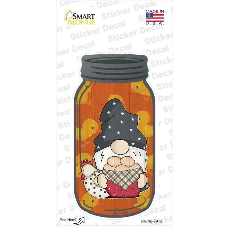 Gnome With Eggs Orange Novelty Mason Jar Sticker Decal