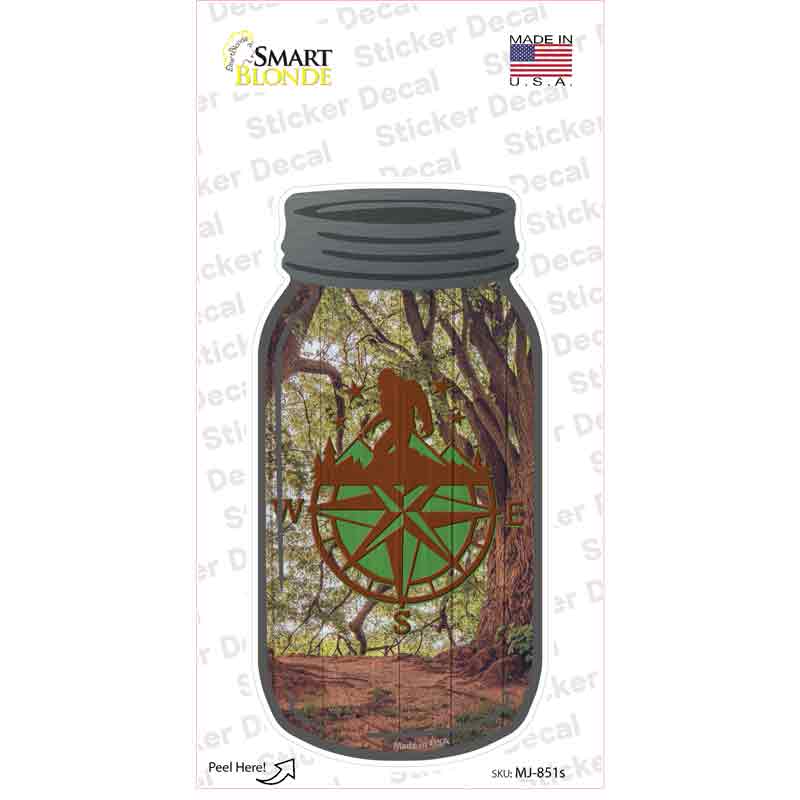 Bigfoot Compass Novelty Mason Jar Sticker Decal
