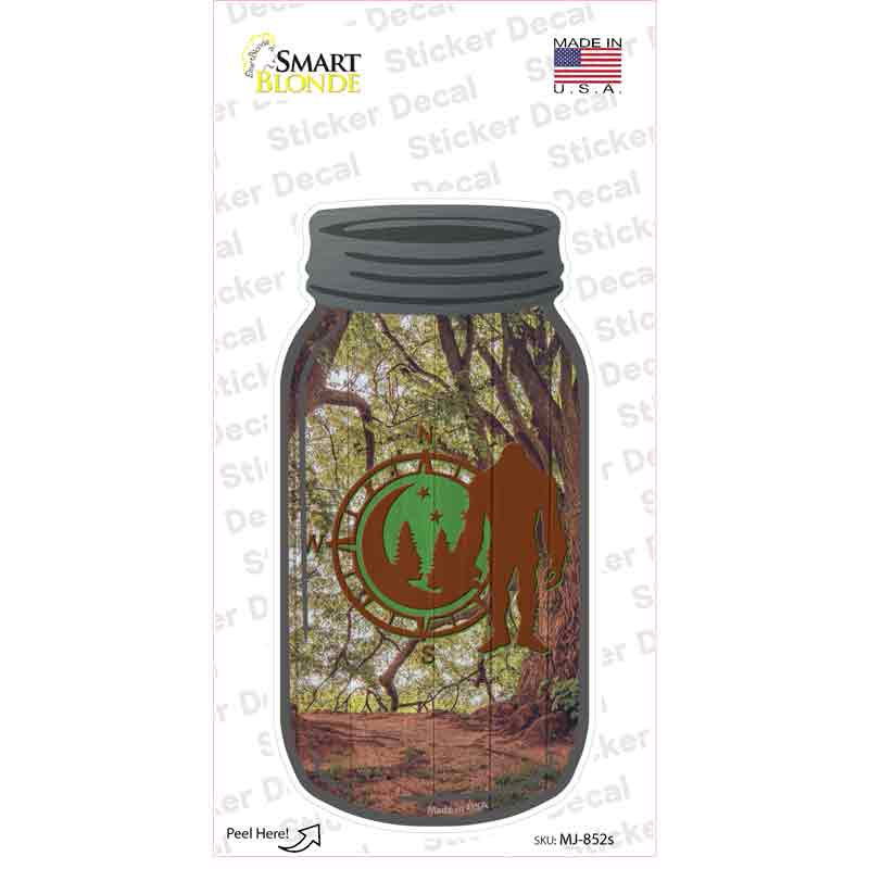 Bigfoot Compass Night Novelty Mason Jar Sticker Decal
