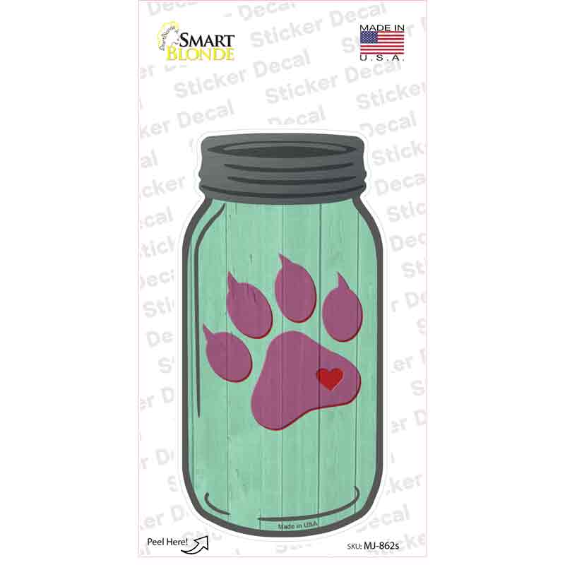 Paw Print Mint Novelty Mason Jar Sticker Decal