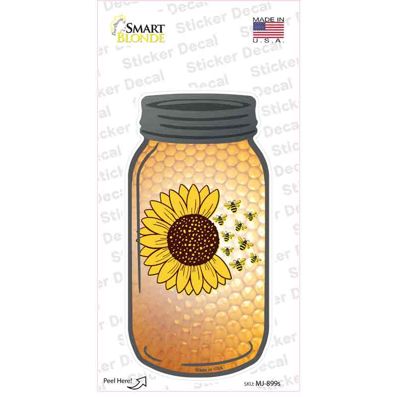 Sunflower Bee Petals Novelty Mason Jar Sticker Decal