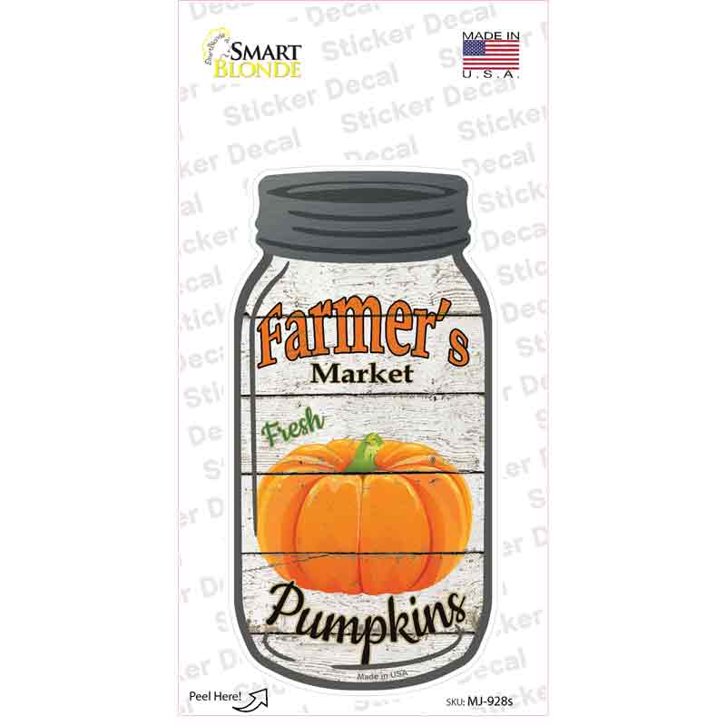 Pumpkin Farmers Market Novelty Mason Jar Sticker Decal