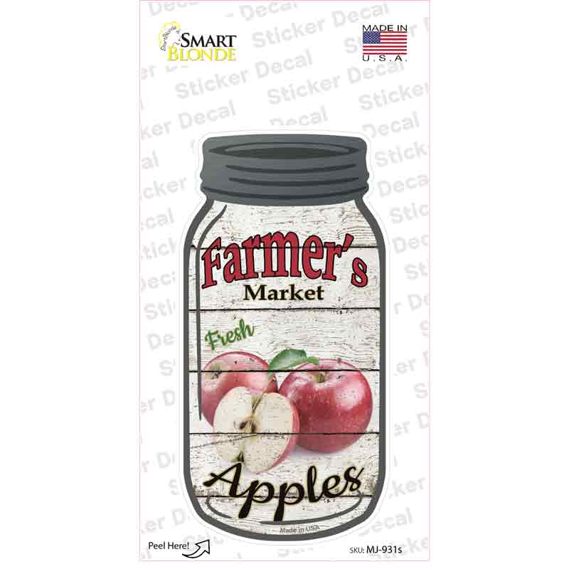 Apples Farmers Market Novelty Mason Jar Sticker Decal