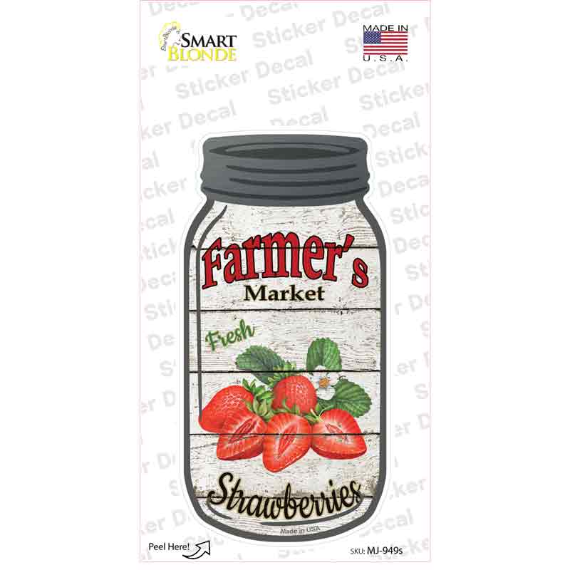Strawberries Farmers Market Novelty Mason Jar Sticker Decal