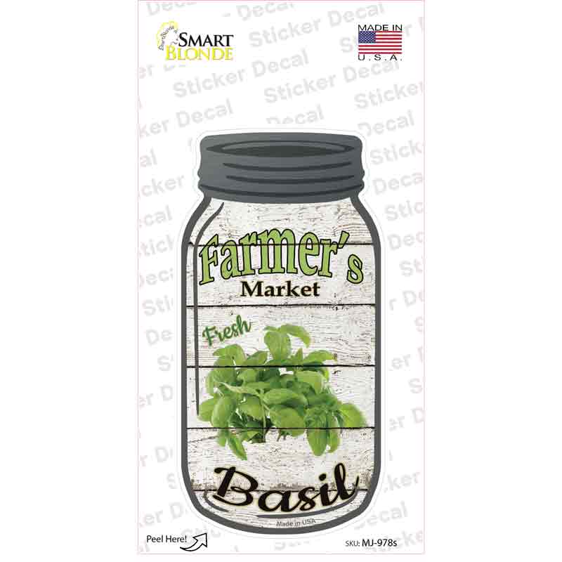 Basil Farmers Market Novelty Mason Jar Sticker Decal