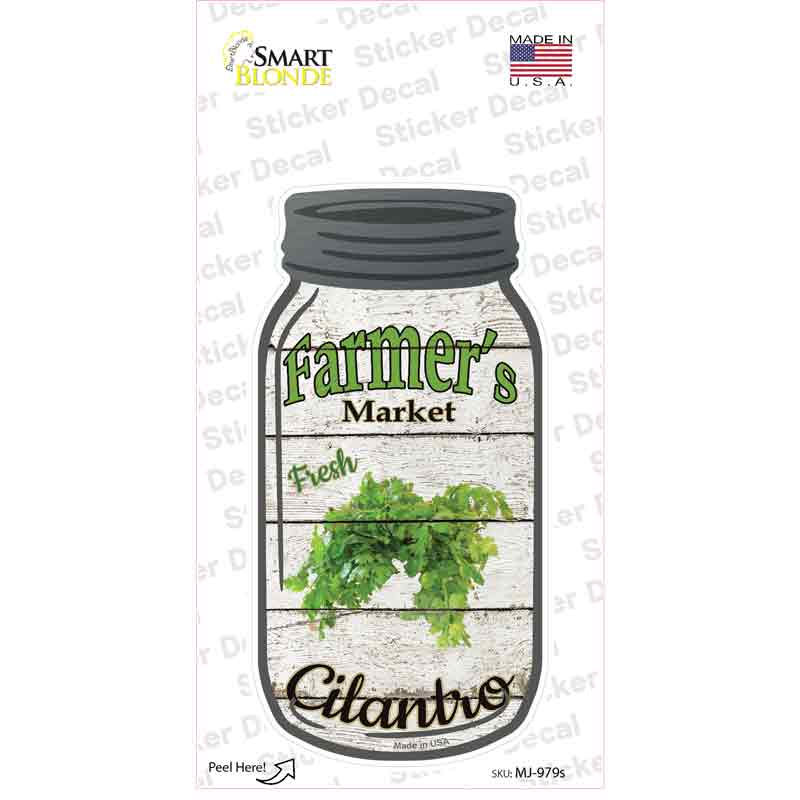 Cilantro Farmers Market Novelty Mason Jar Sticker Decal