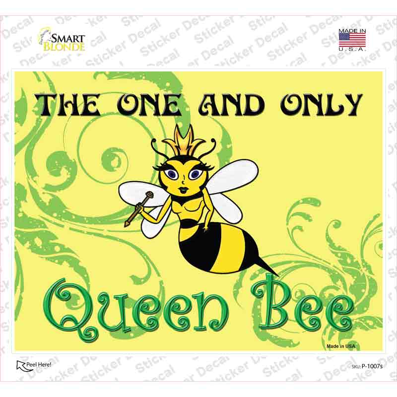 Queen Bee Horizontal Green Novelty Rectangle Sticker Decal