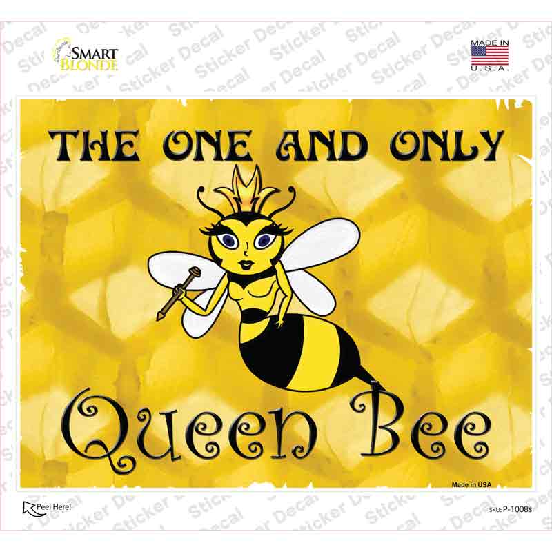 Queen Bee Horizontal Gold Novelty Rectangle Sticker Decal