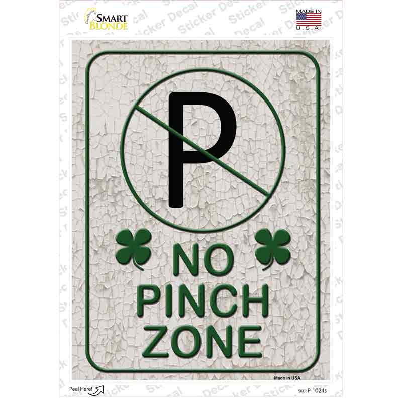 No Pinch Zone White Novelty Rectangle Sticker Decal