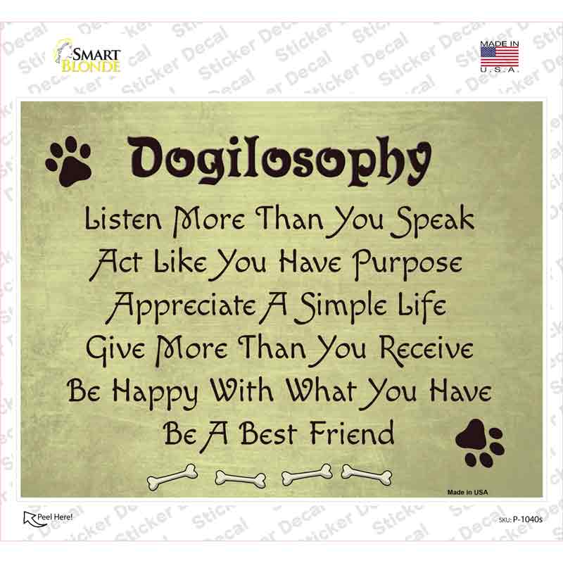 Dogilosophy Novelty Rectangle Sticker Decal