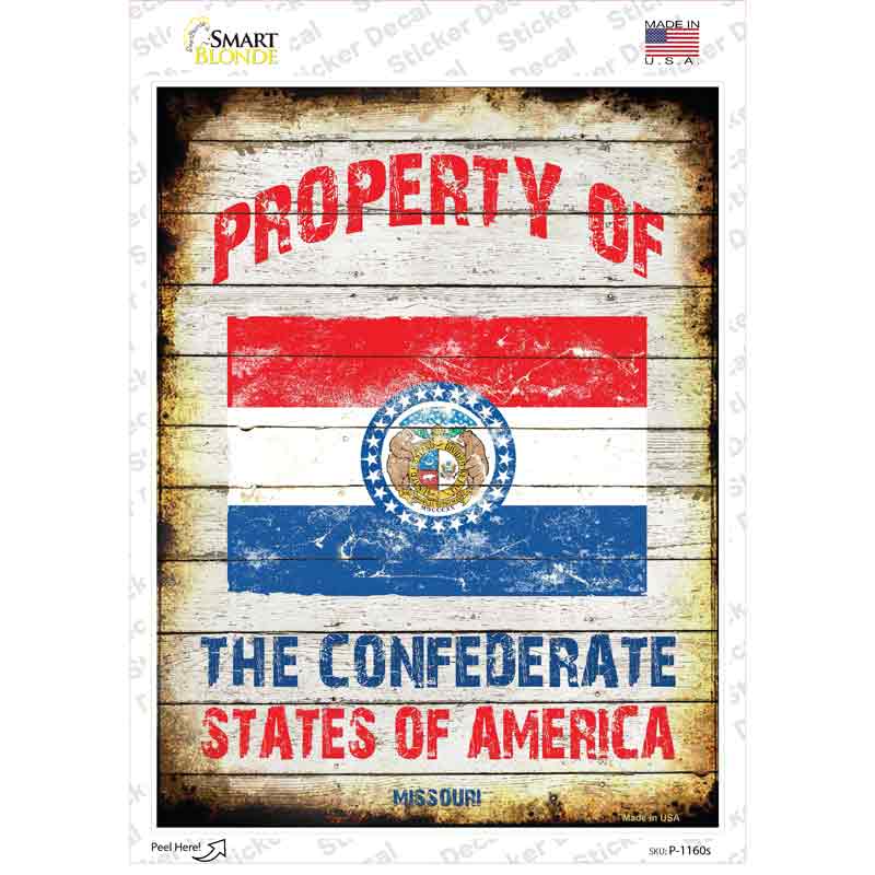 Property Of Missouri Novelty Rectangle Sticker Decal