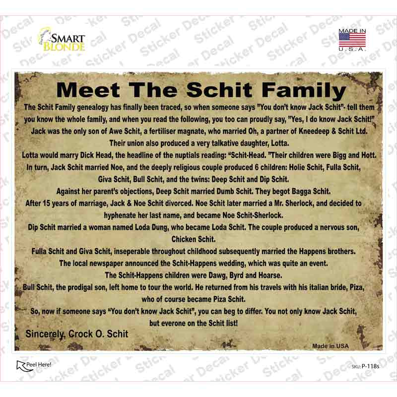 Meet The Schit Family Novelty Rectangle Sticker Decal