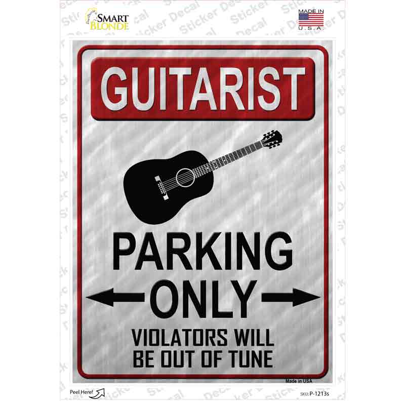 Guitarist Parking Novelty Rectangle Sticker Decal