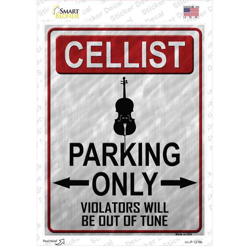 Cellist Parking Novelty Rectangle Sticker Decal